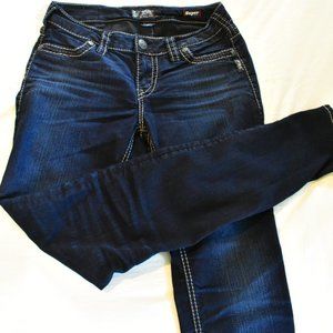 Silver Mid Rise Skinny Jeans